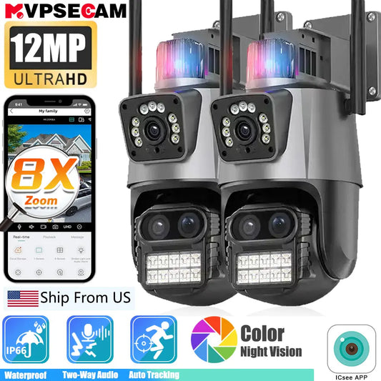 12MP WiFi  8X Zoom Security Camera  Three Lens