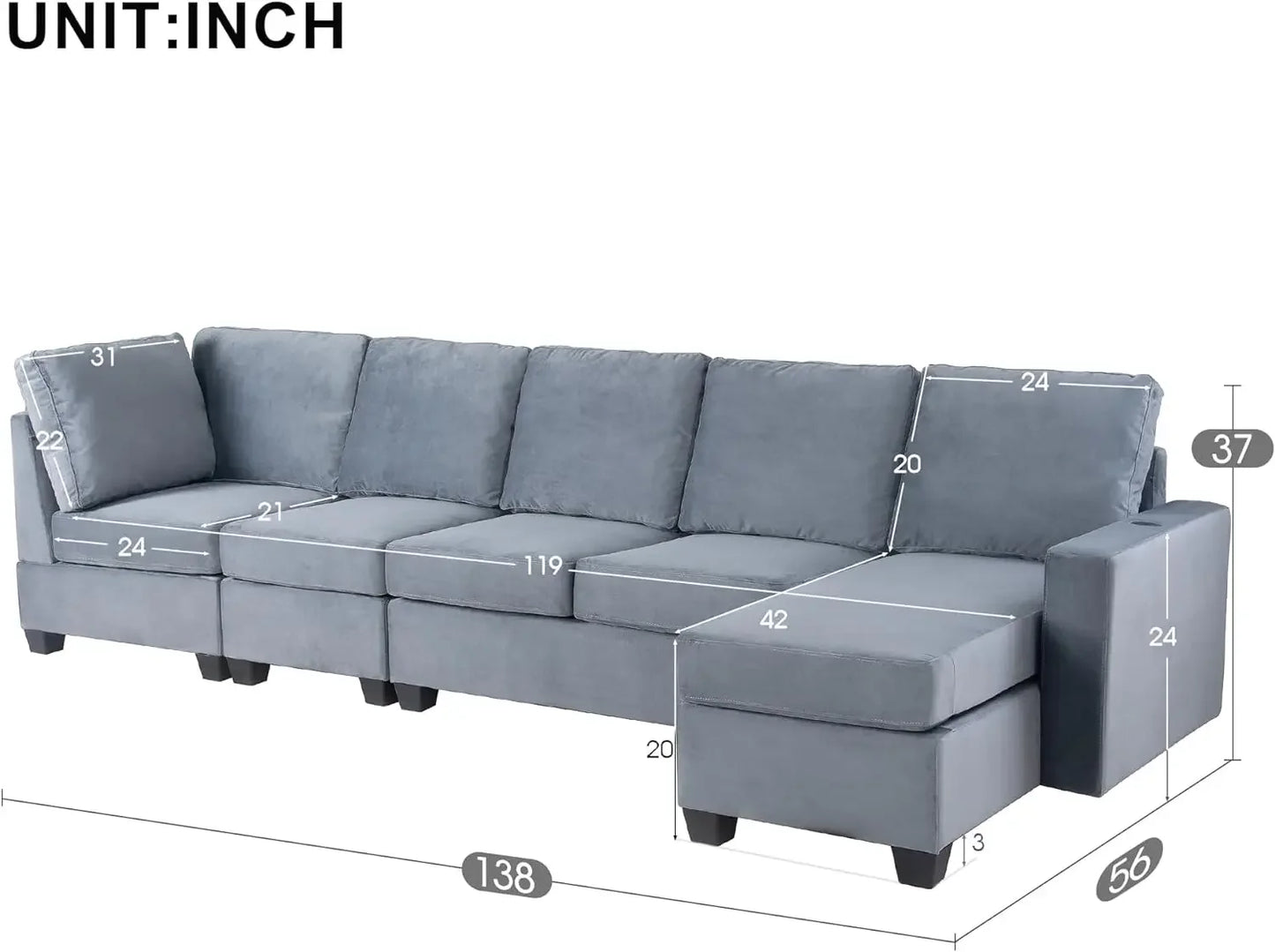 Living Room Furniture Sets,Reversible L-Shaped Sectional Sofa with Fabric Left Chaise,Storage Ottoman,Upholstered Coner Couch
