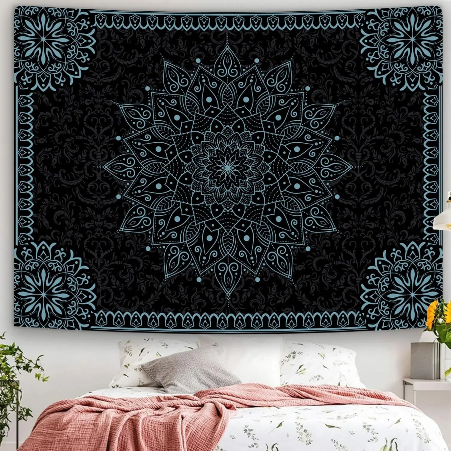 Simpkili Black Mandala Tapestry