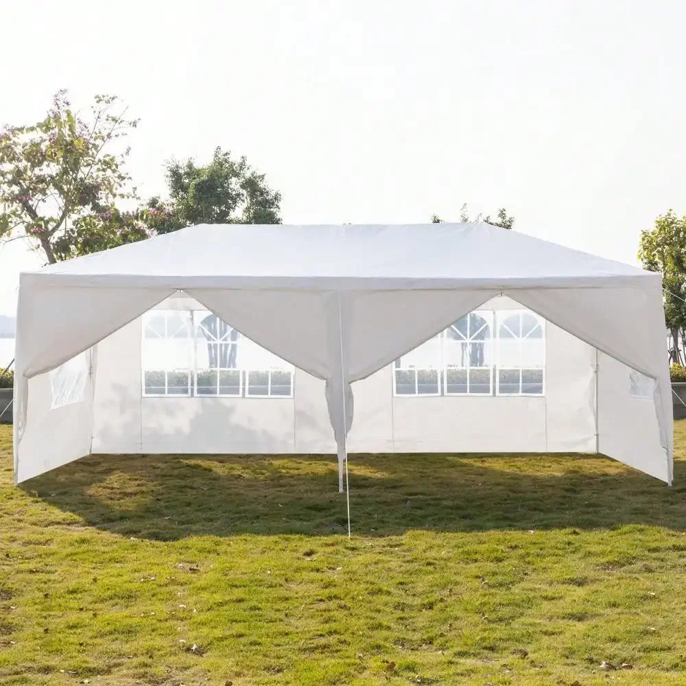 10x 20ft Tent Party PE Gazebo Wedding Canopy, 6 Removable Wall White