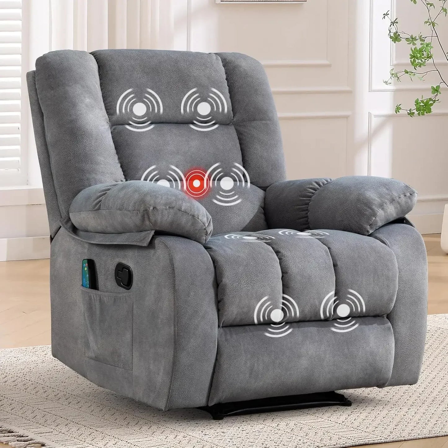 Overstuffed Massage Recliner Chair