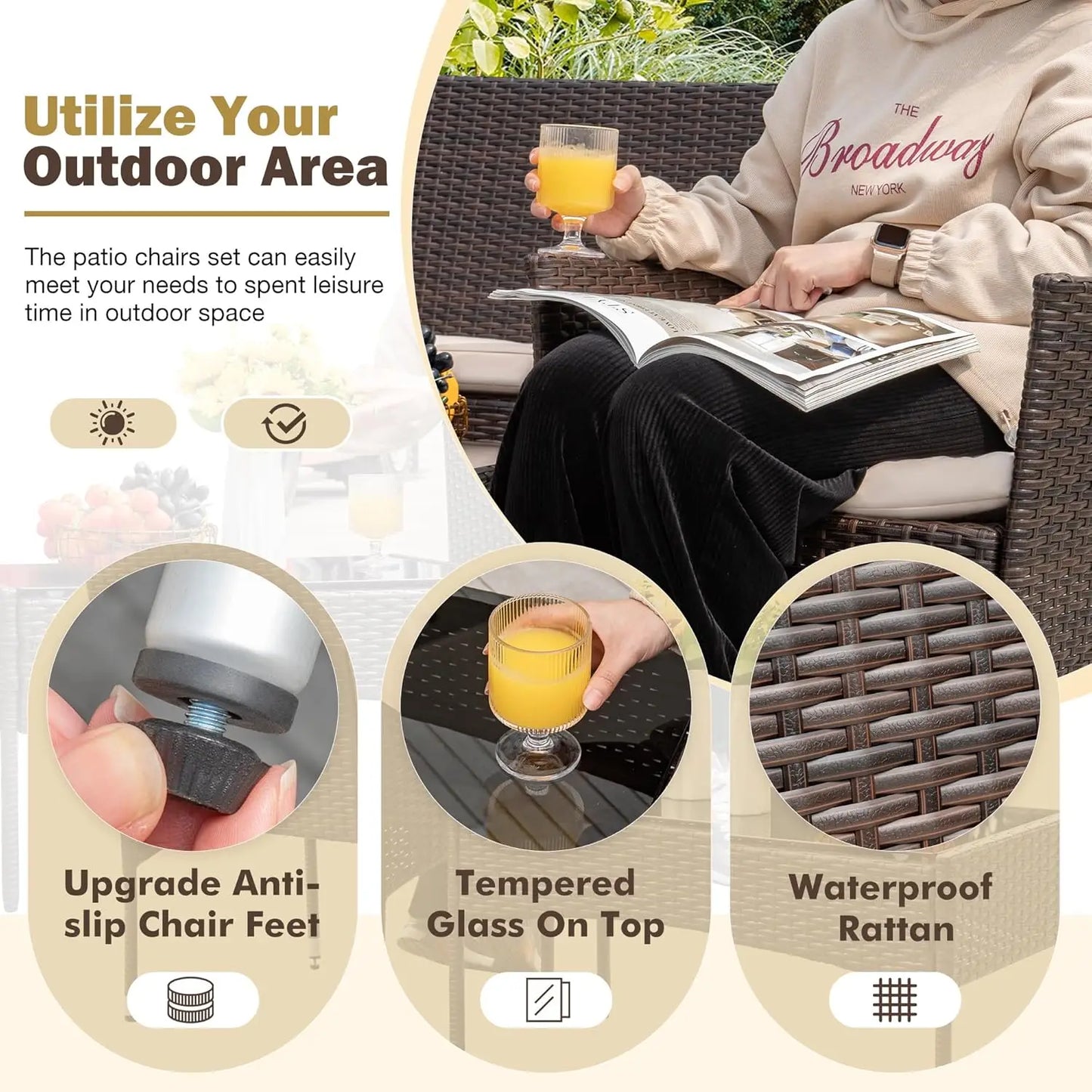 4 Pieces Outdoor Patio Furniture Sets