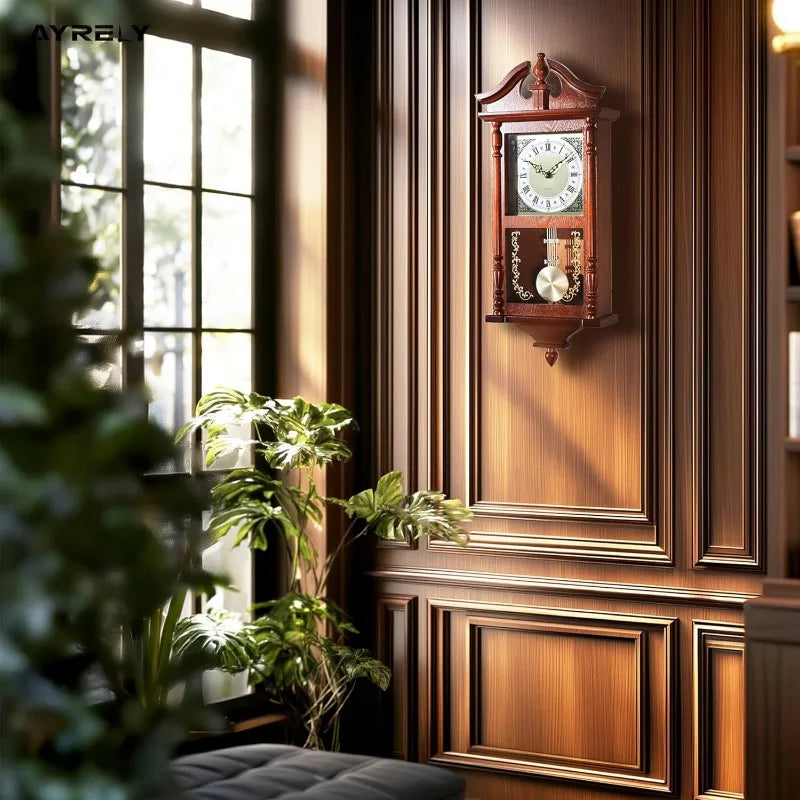 Grandfather Vintage Wall Clock with Pendulum and Chime