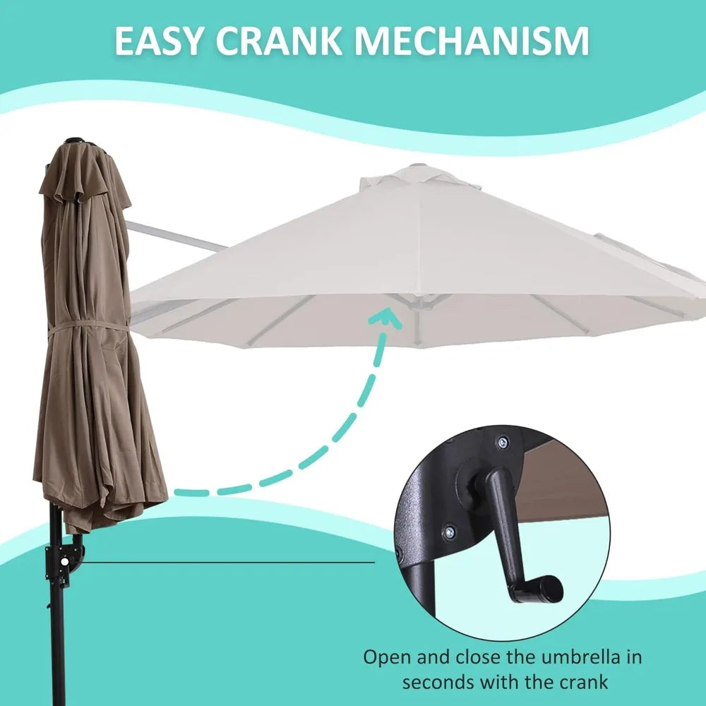 Patio Umbrella Double-Sided Outdoor with Crank