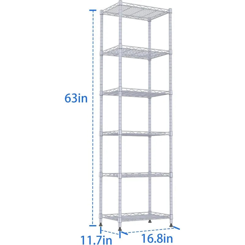 6 Wire Shelving Steel Storage Rack Adjustable