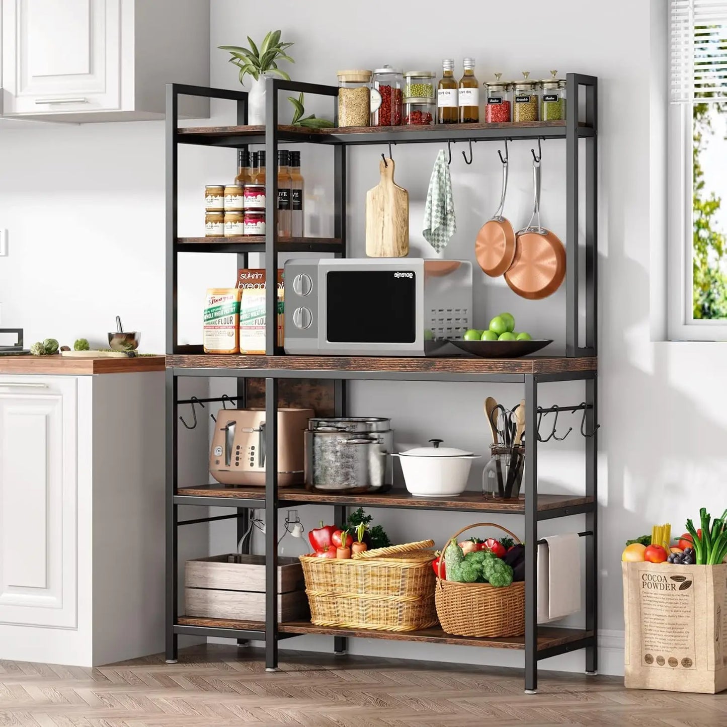 Kitchen Bakers Rack with Storage