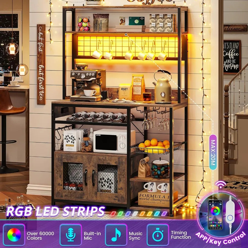Kitchen Bakers Rack with Storage Shelves