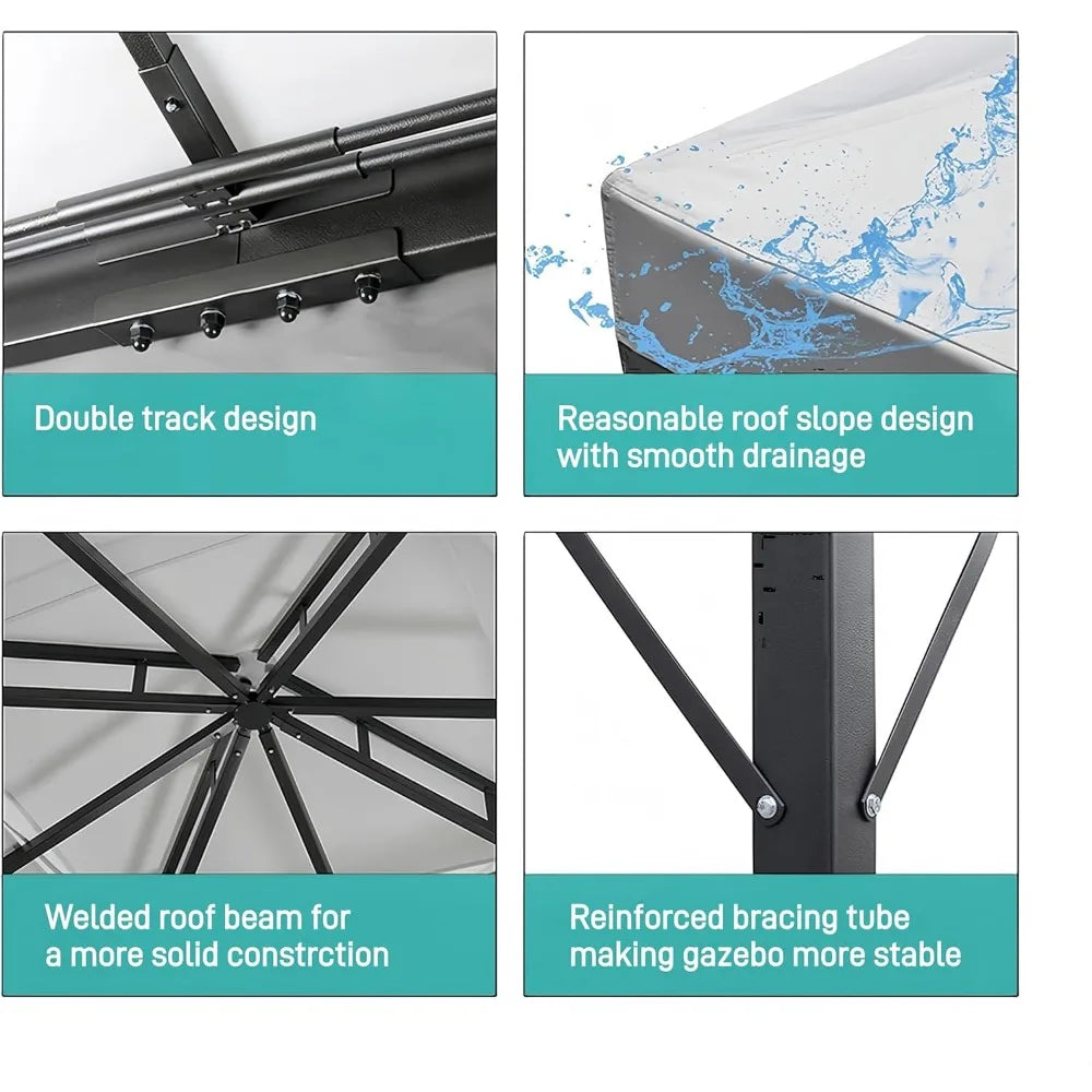 Heavy Duty Garden Gazebo with Mosquito Netting,o