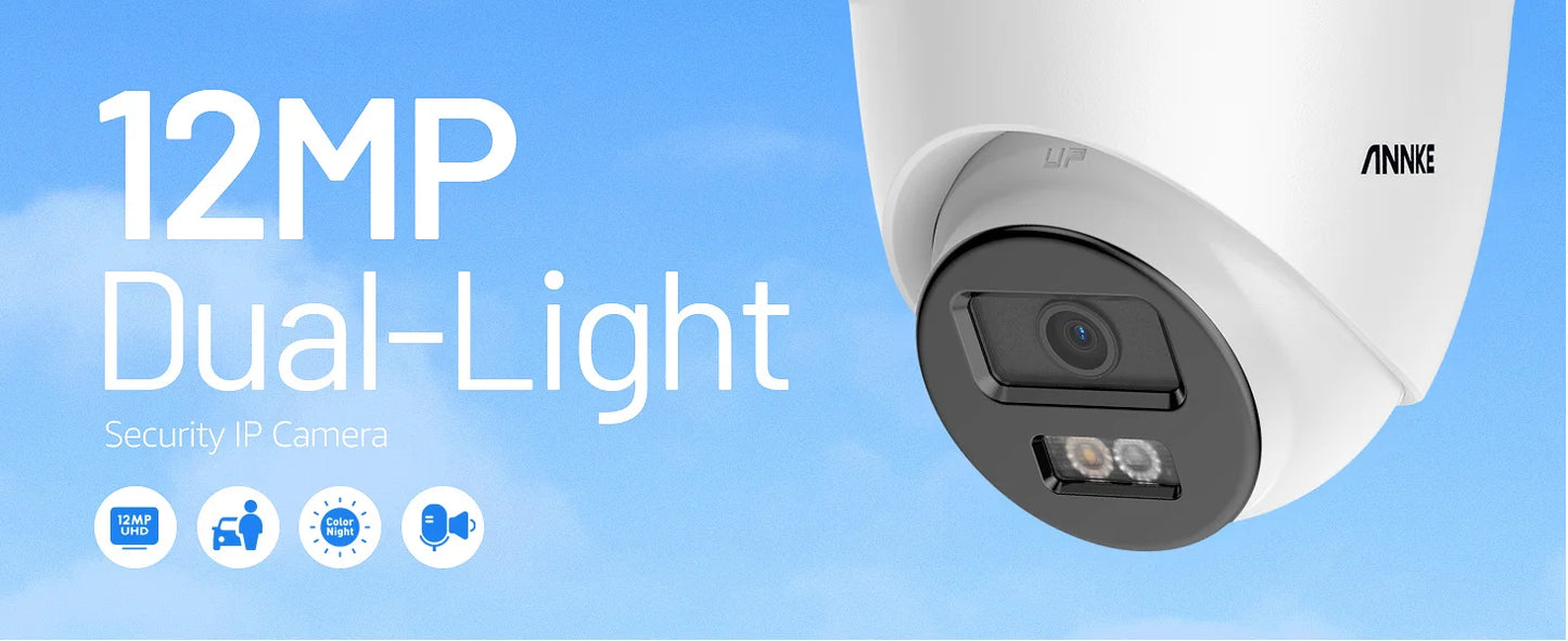 12MP Outdoor Smart Dual Light PoE Security Camera Color & Night Vision