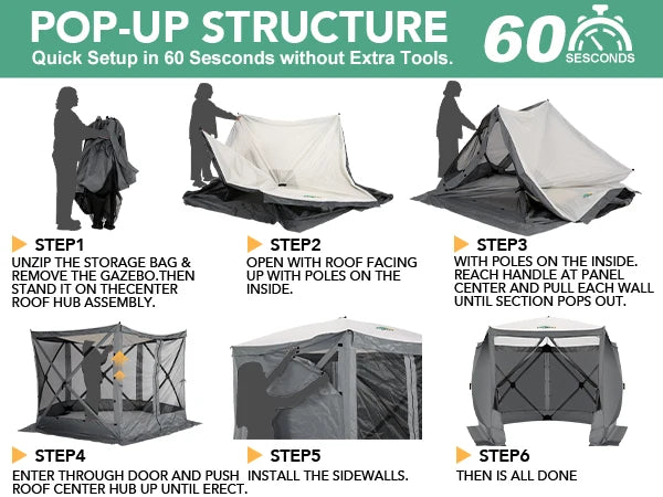 10x10ft, 5 Sided Portable Pop-up Canopy Shelter Tent with Mesh Windows