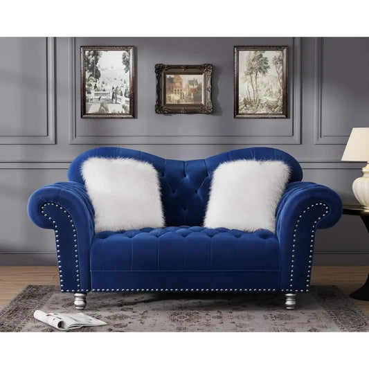 Morden Fort Velvet Chesterfield Loveseat