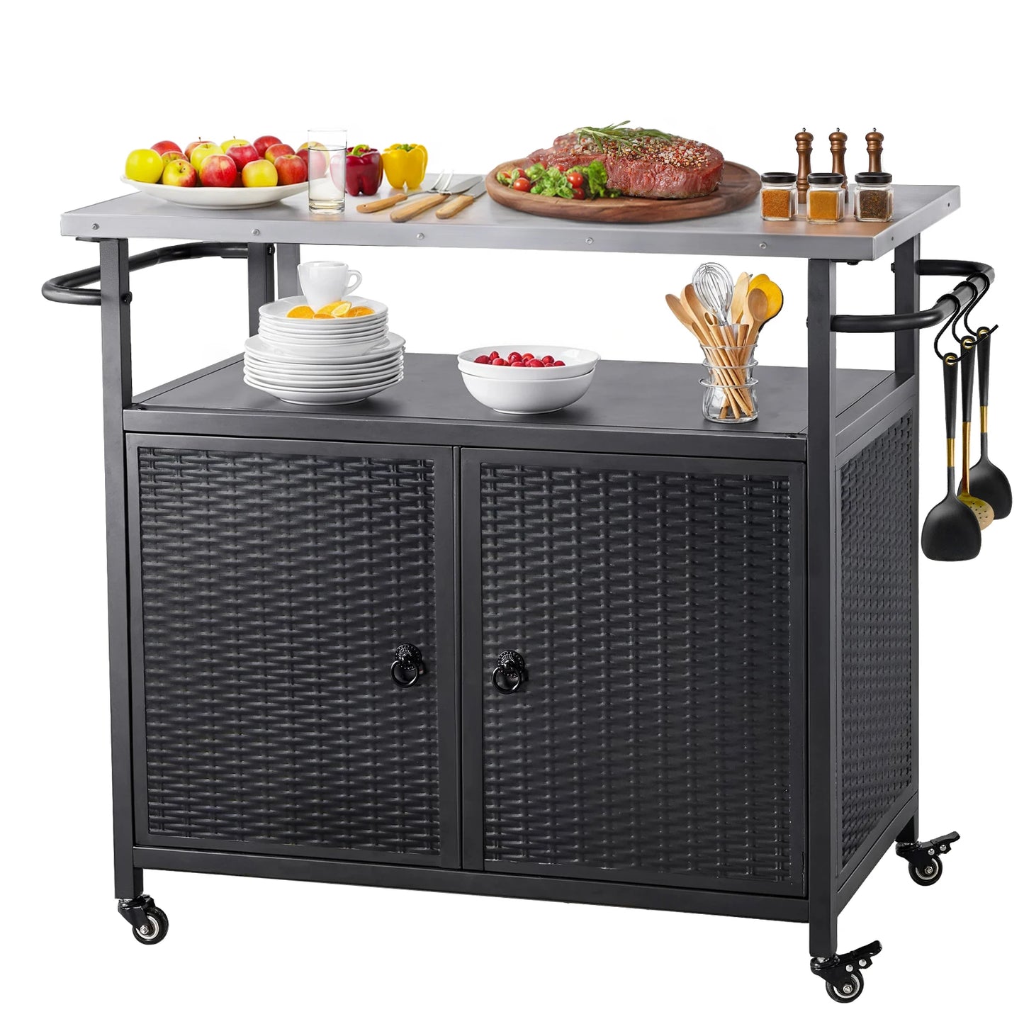 Outdoor Grill Cart with Storage Cabinet