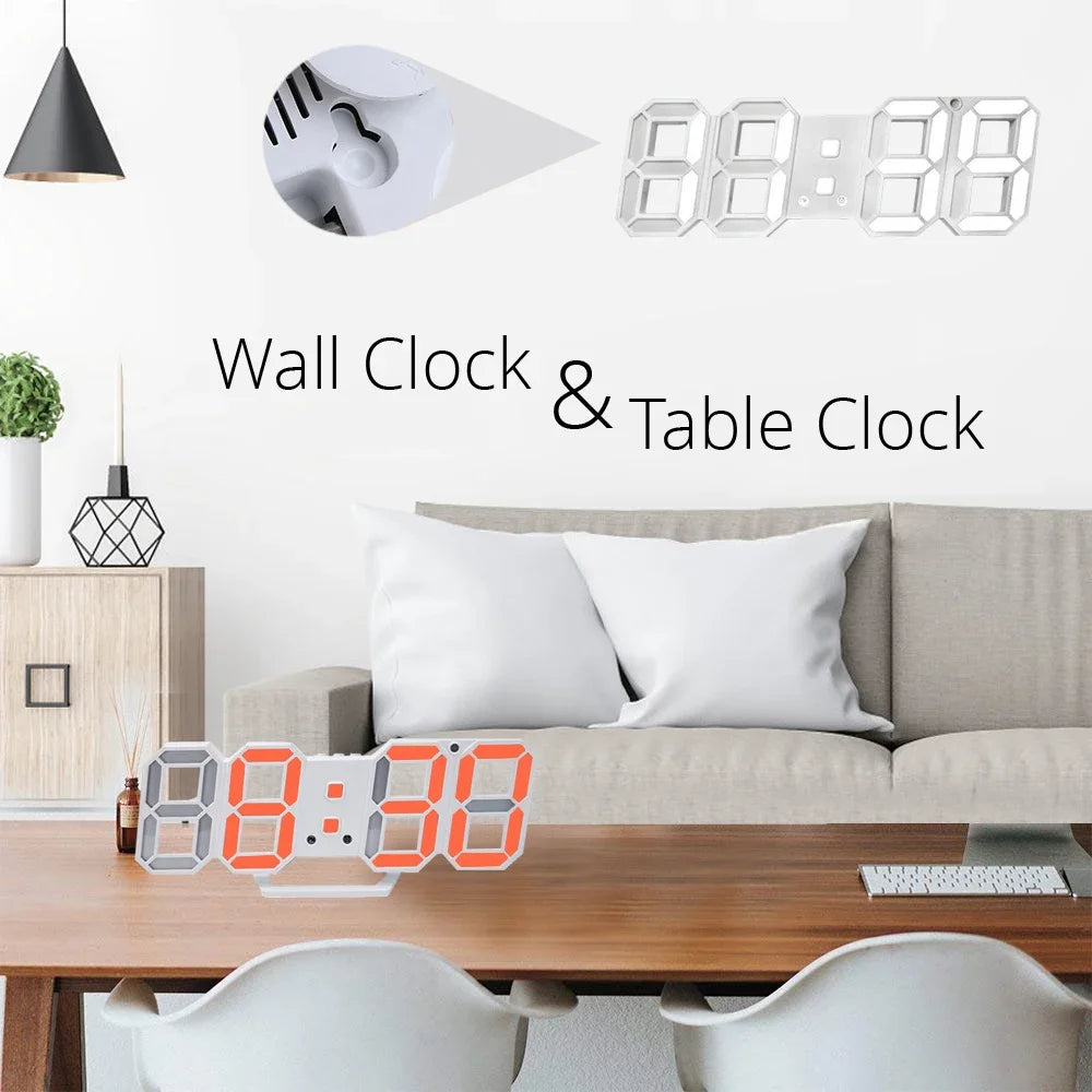 3D LED Wall Clock / Digital Alarm Nightlight