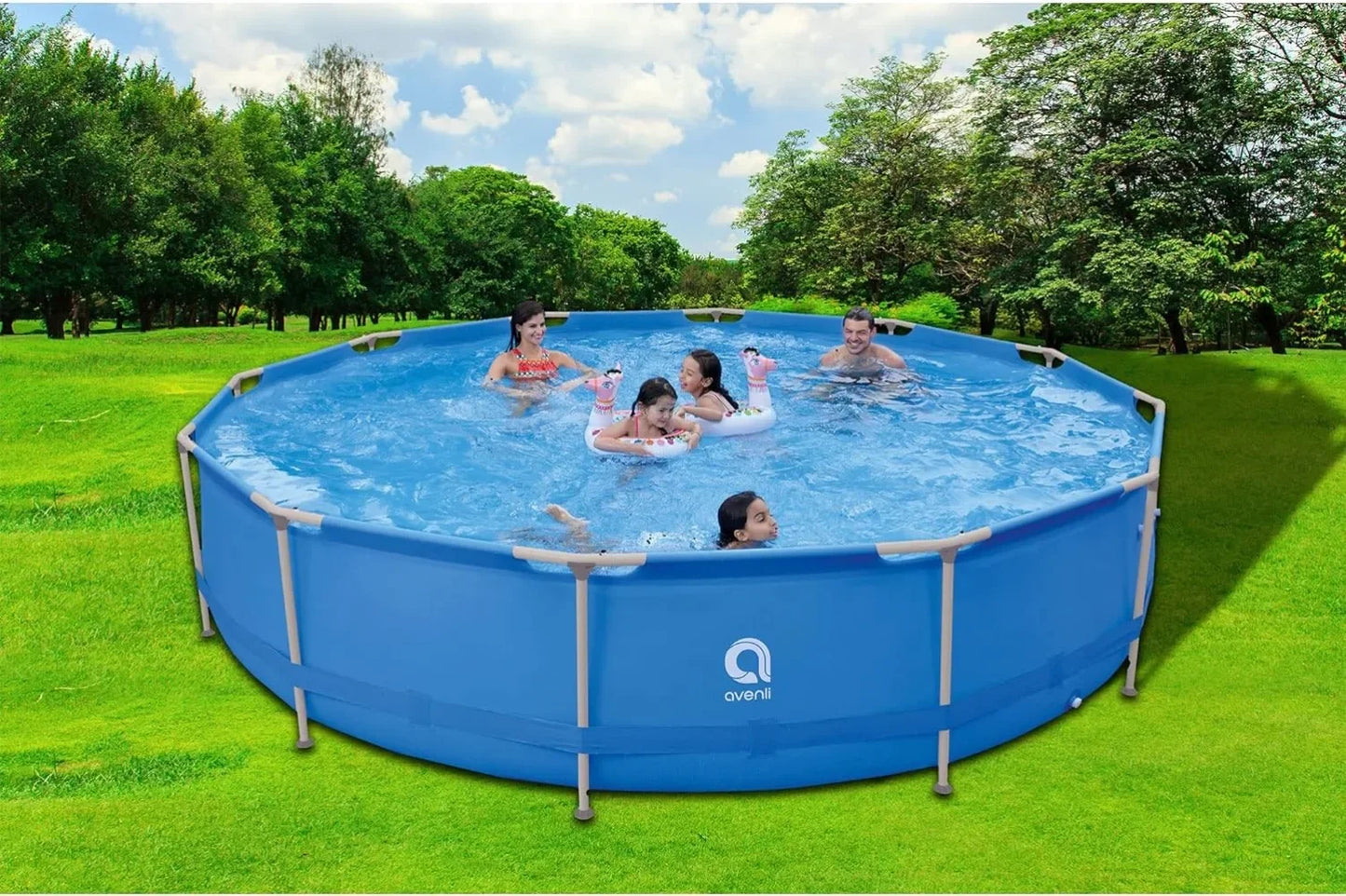Round Steel Frame Above Ground Swimming Pool with Triangle Lock Frame