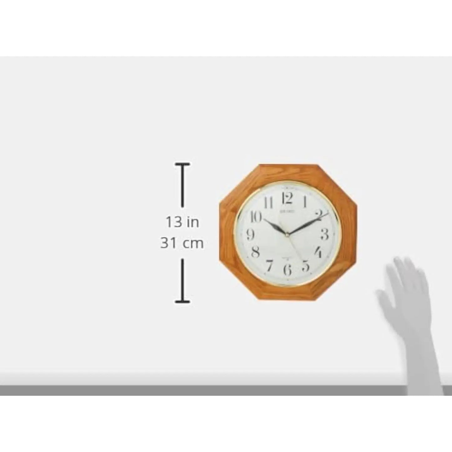 12 Inch Octagonal Solid Oak Wall Clock