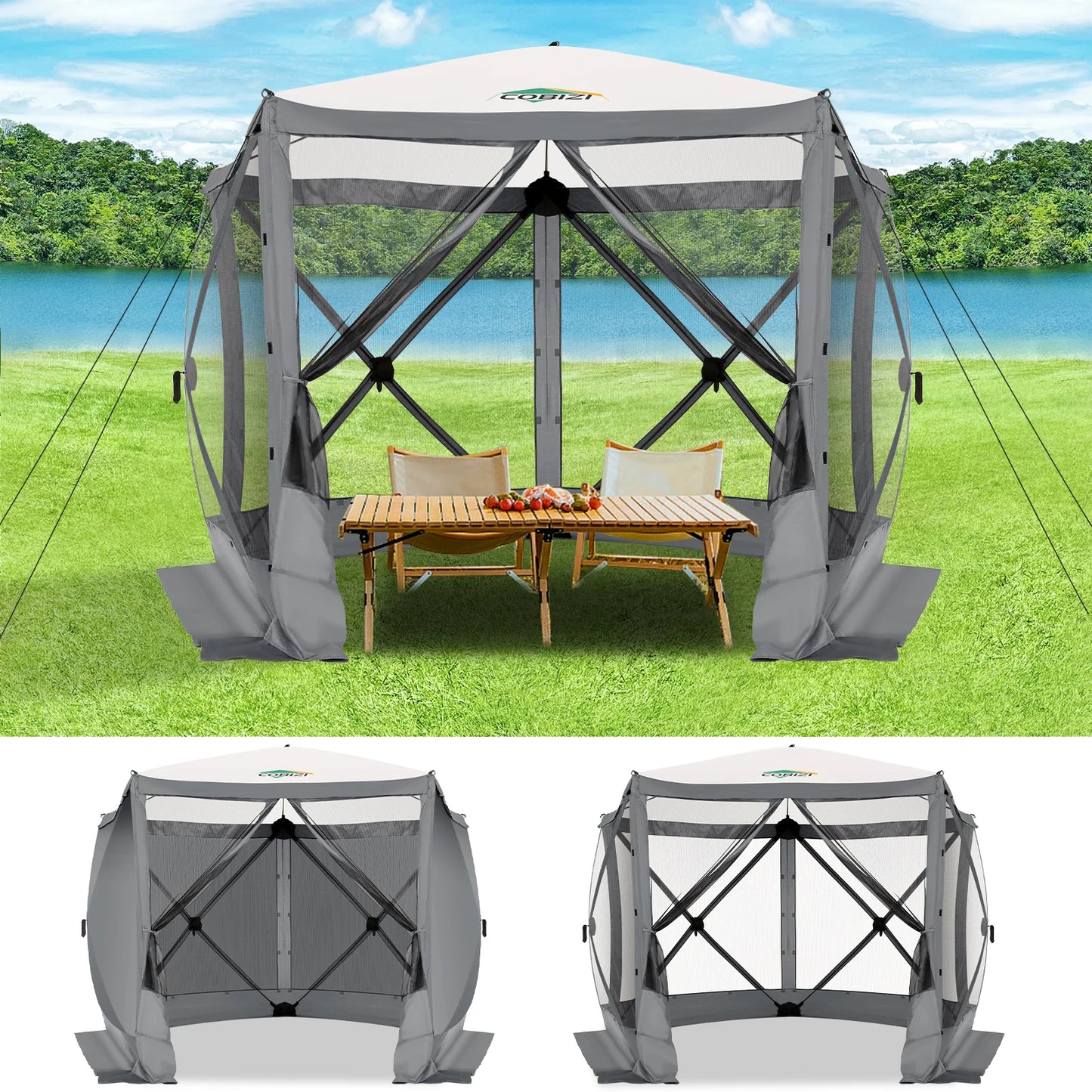 10x10ft, 5 Sided Portable Pop-up Canopy Shelter Tent with Mesh Windows