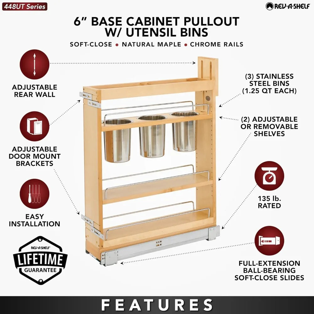 5" Pull Out Storage Organizer for Base Kitchen Cabinets