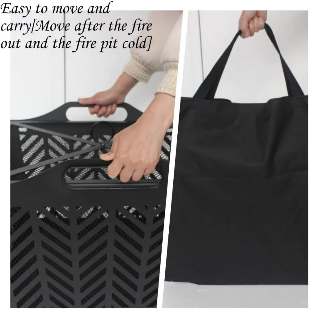 Portable Outdoor Fire Pit with Grill and Storage Bag