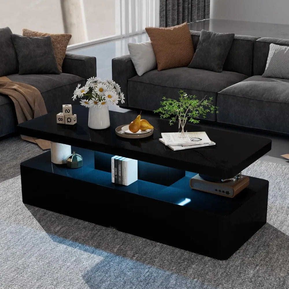 Modern Stylish Coffee Table with 16 Colors LED Lights