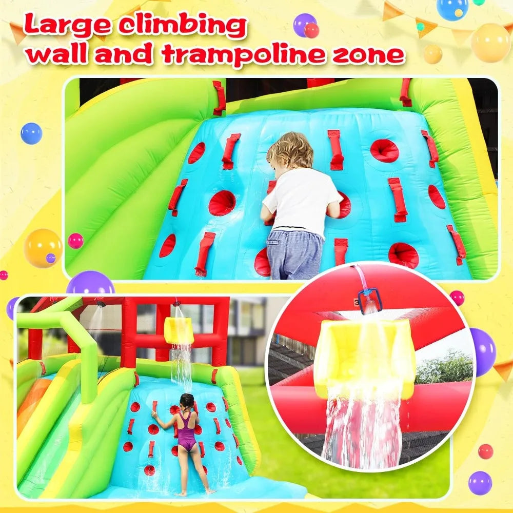 Inflatable Water Slide Park with Splash Pool Climb The Wall