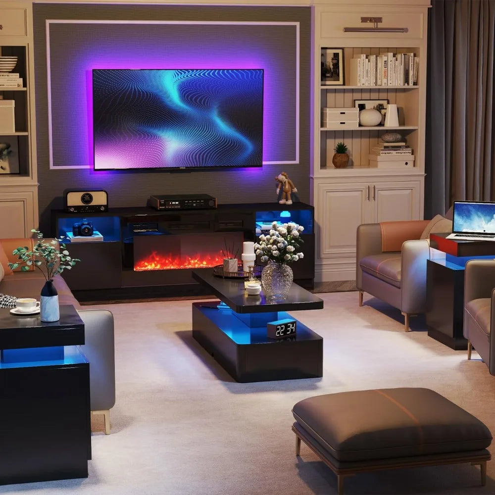 Modern Stylish Coffee Table with 16 Colors LED Lights