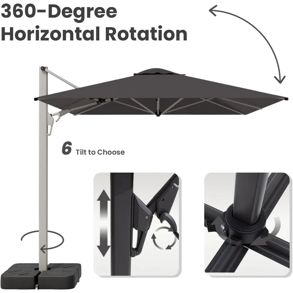 Cantilever Patio Rotation Rectangular Outdoor Umbrella