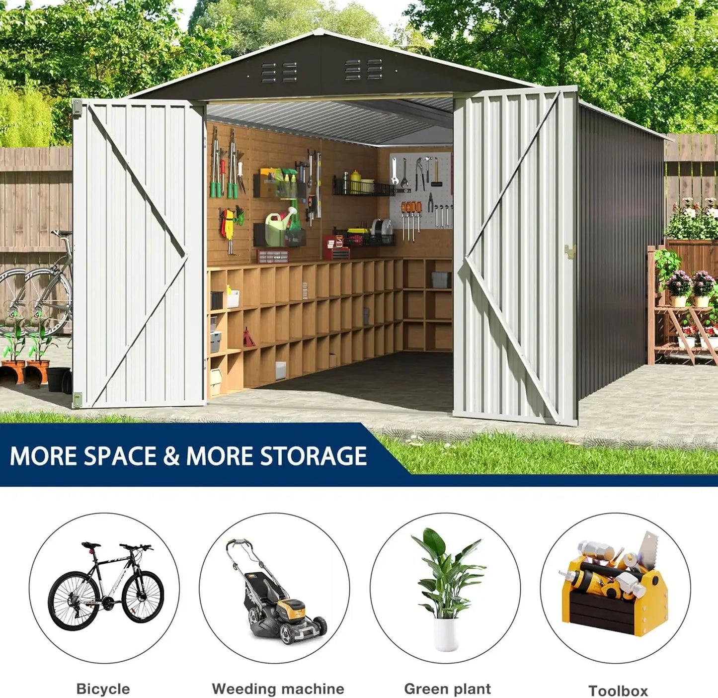 8x12 FT Outdoor Steel Storage Shed