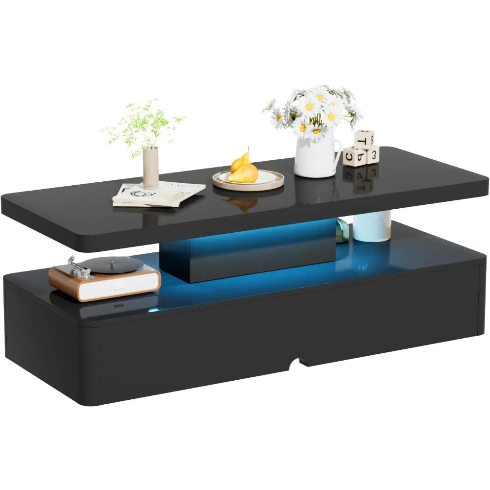 Modern Stylish Coffee Table with 16 Colors LED Lights