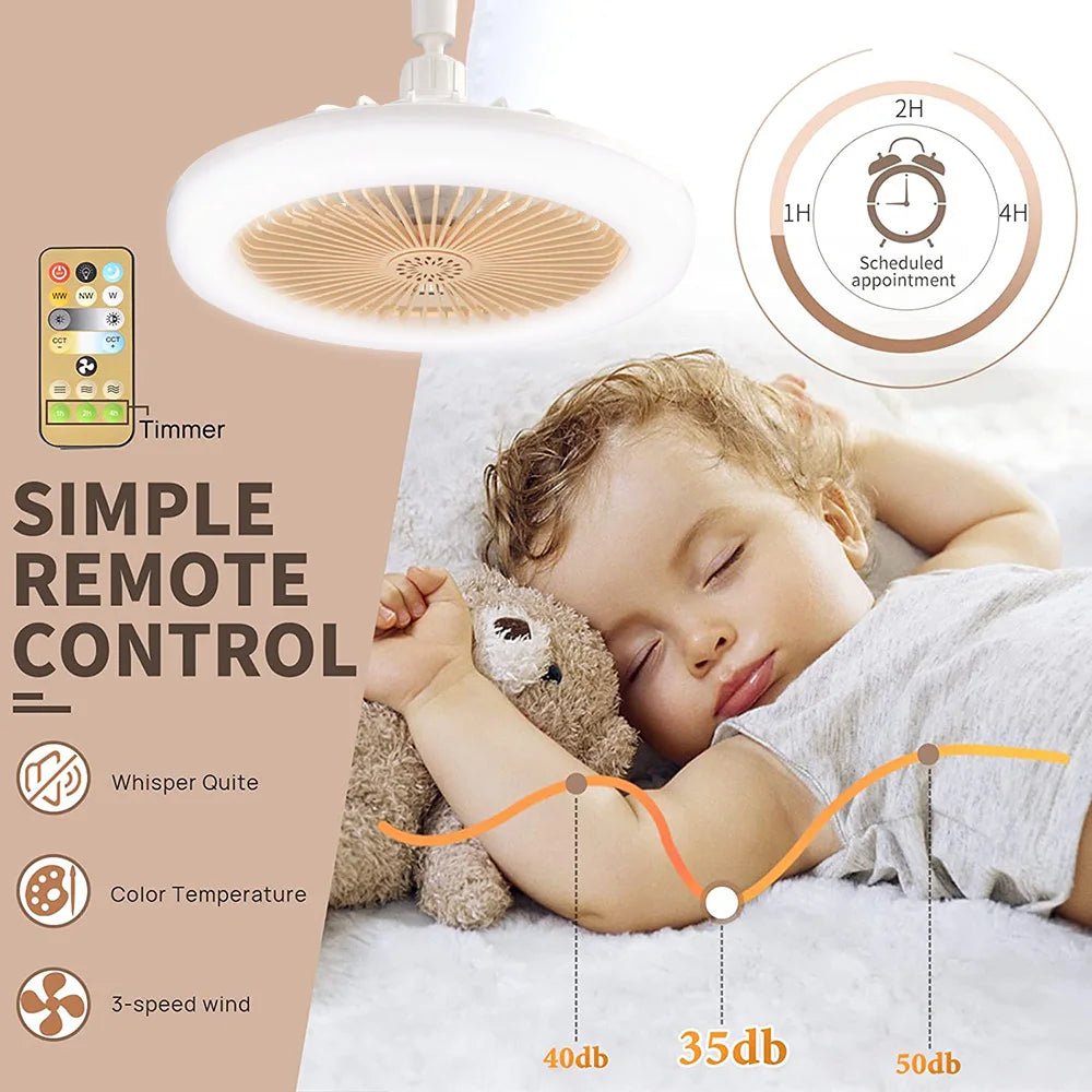 E27 Light Holder Ceiling Fan Lights LED Fan Light Universal with Remote Control