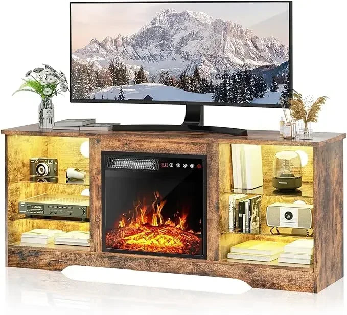 Fireplace TV Stand with 18" Fireplace for Living Room