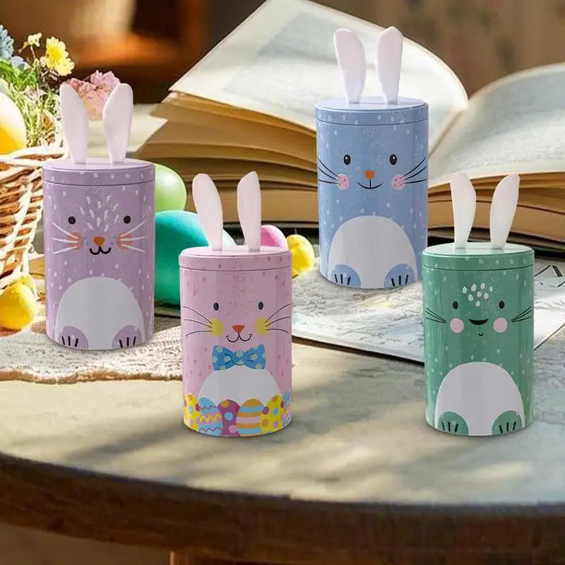 Easter Candy Canister Sweets Airtight Box With Bunny Ears Lid 4X
