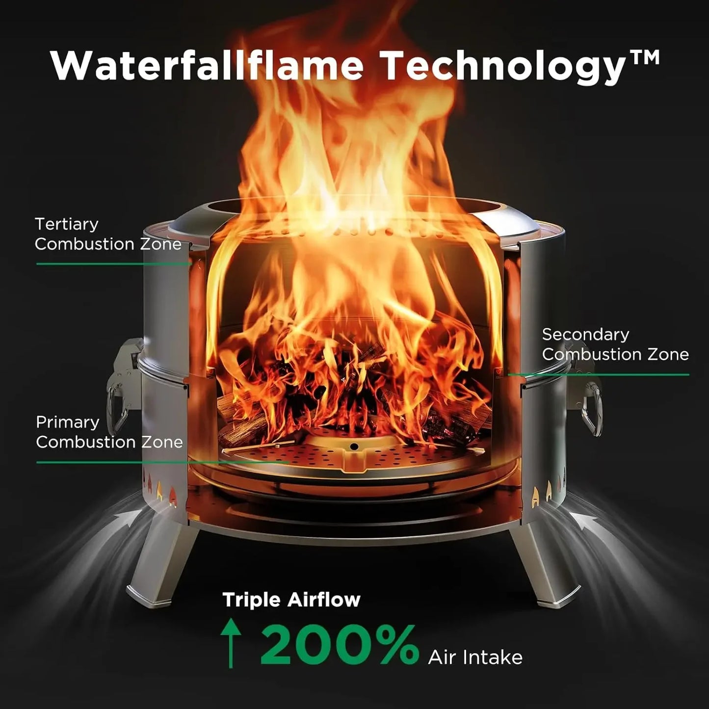 Large Patio Fire Pit with Steel Grill Rack & Fire Poker