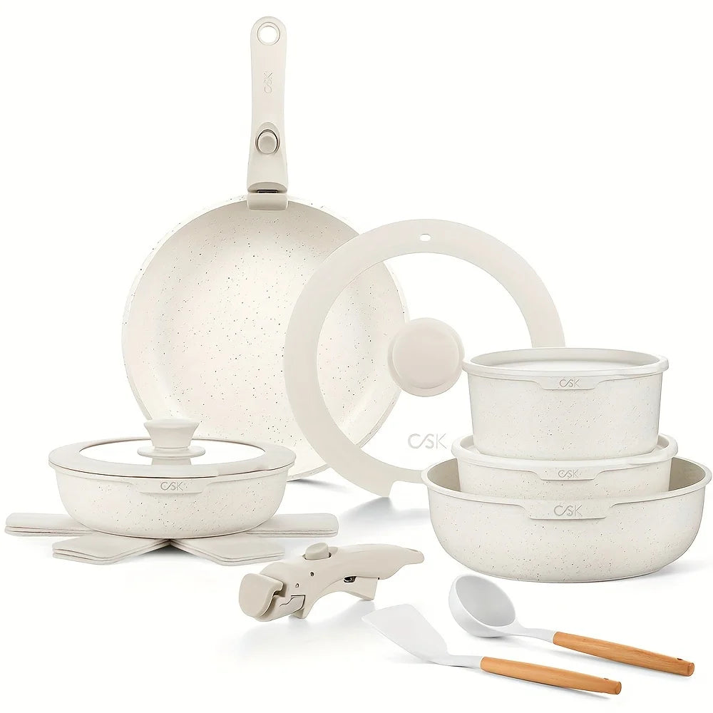 17 Piece Nonstick Skillet and Saucepan Set