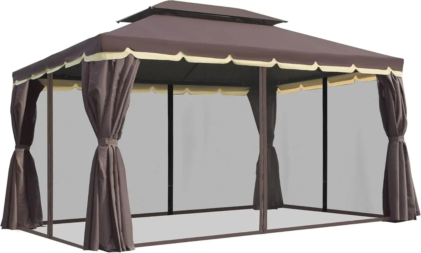 10' x 13' Patio Gazebo, with Netting and Curtains