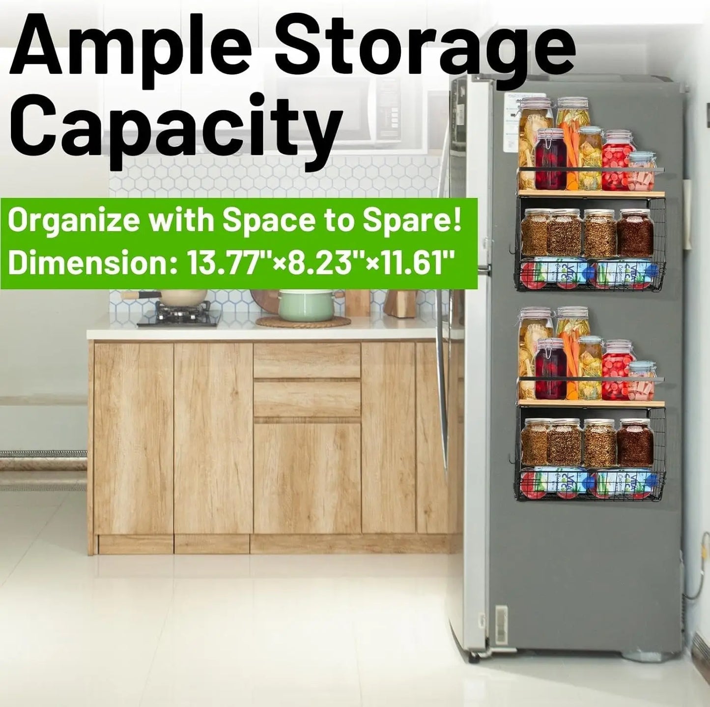 Magnetic Shelf for Refrigerator with Wood Lid