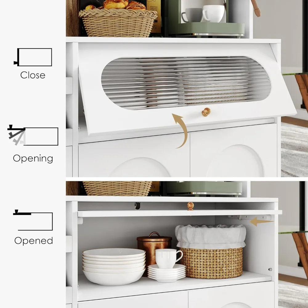 Kitchen Pantry Storage Cabinet with Hutch