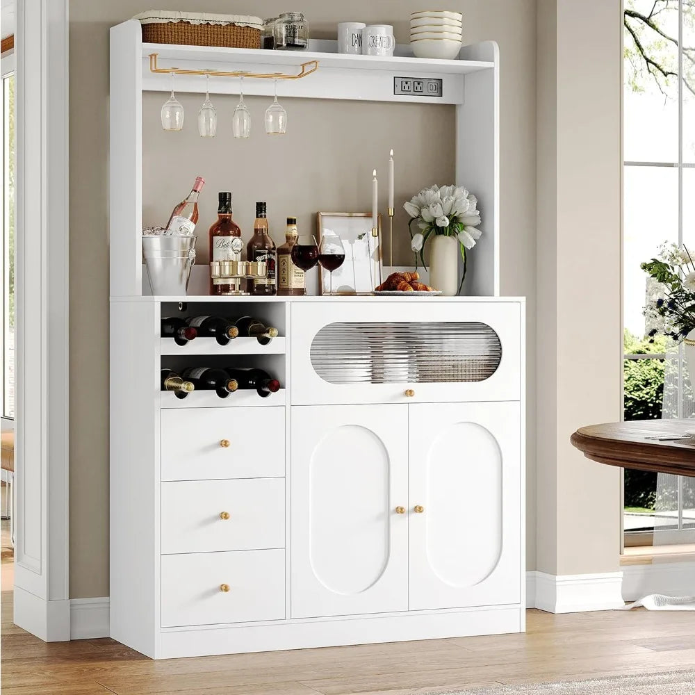 Kitchen Pantry Storage Cabinet with Hutch