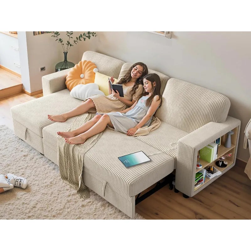 Convertible Sectional Couch for Living Room with Pull Out Sleeper