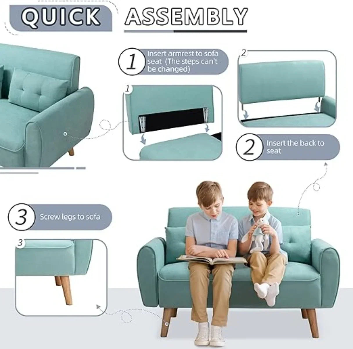 47" Small Modern Loveseat Couch Sofa