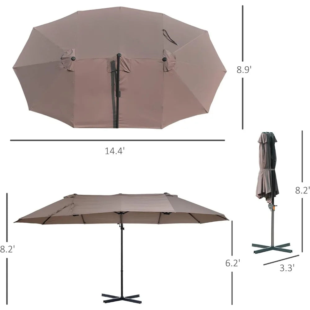 Patio Umbrella Double-Sided Outdoor with Crank