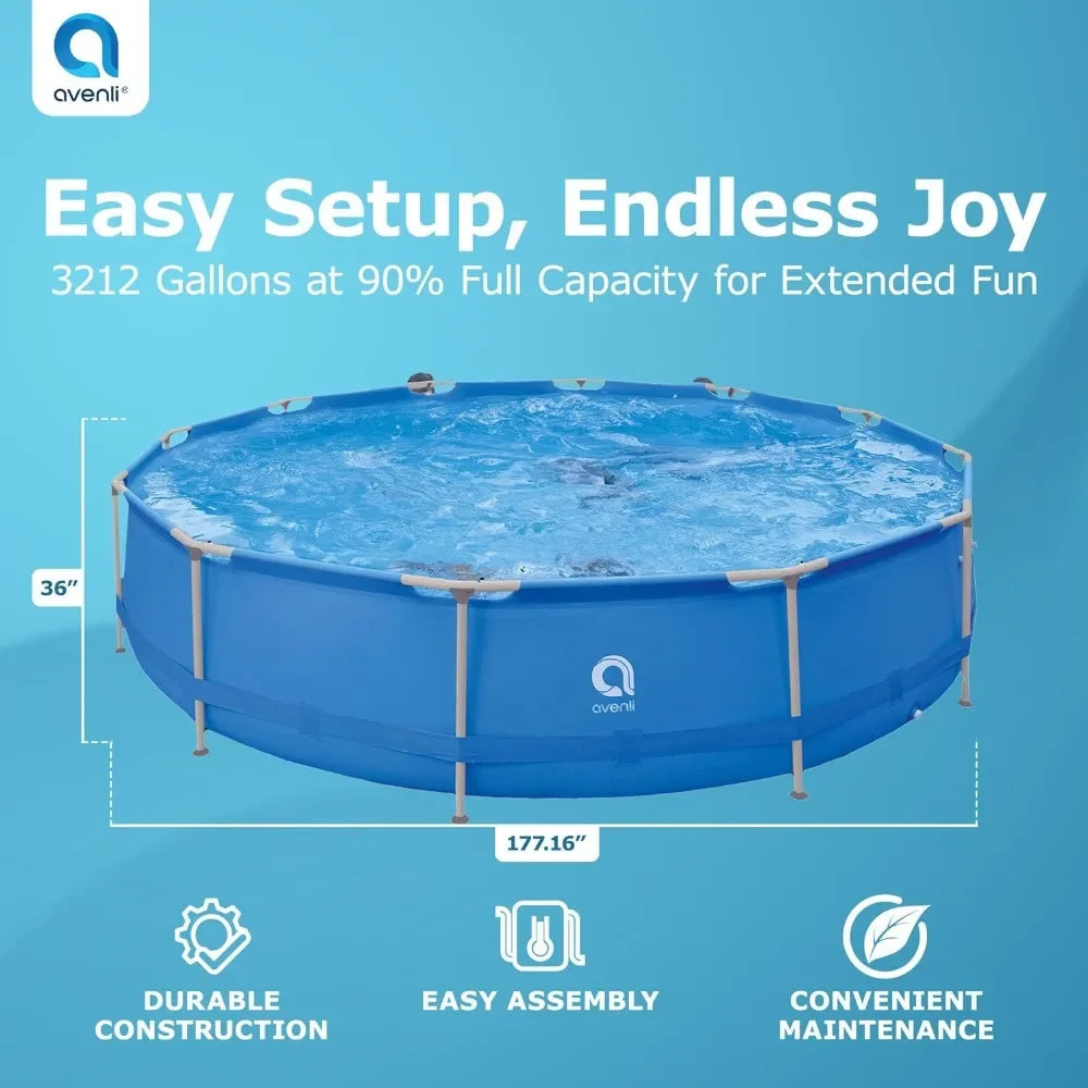 Round Steel Frame Above Ground Swimming Pool with Triangle Lock Frame