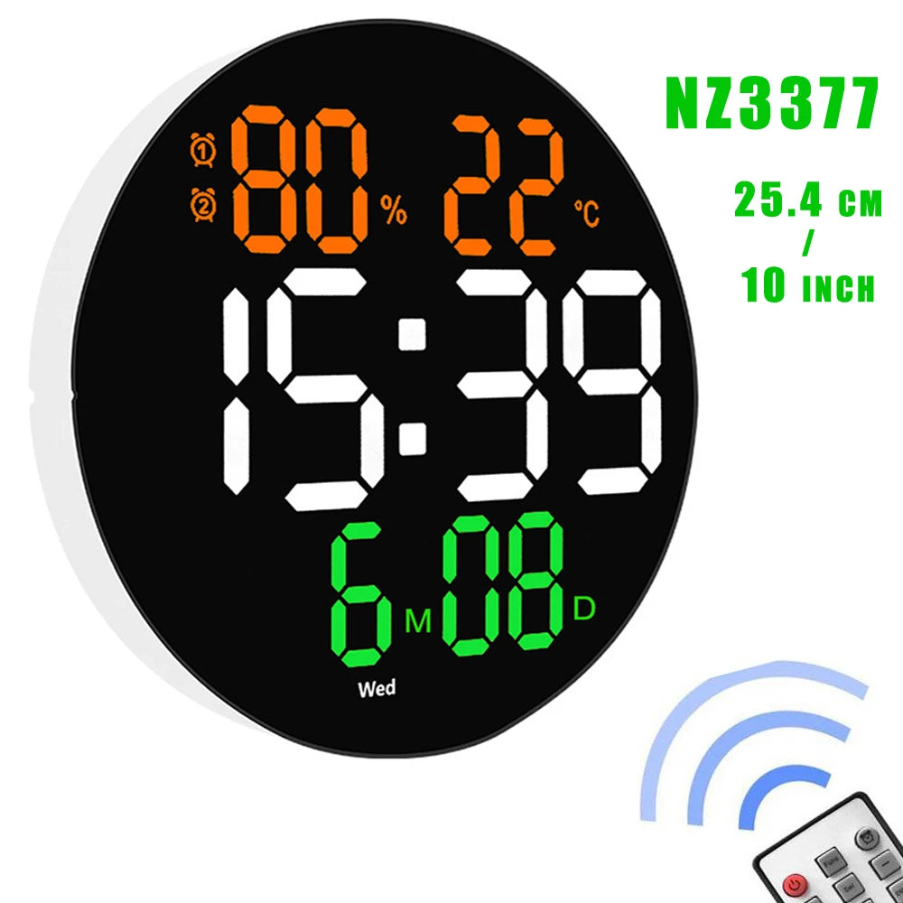 Remote Control 10 inch Colorful Led Wall Calendar Clock