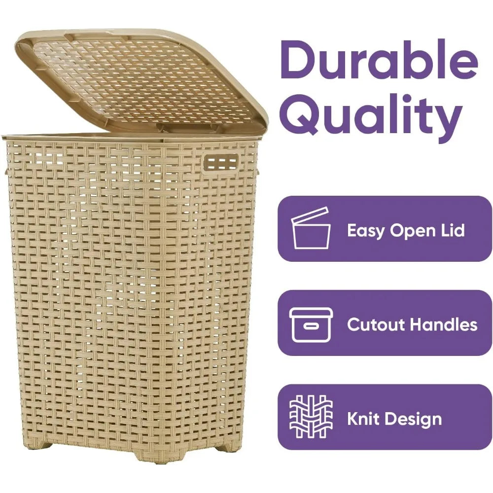 Plastic Laundry Hamper with Lid