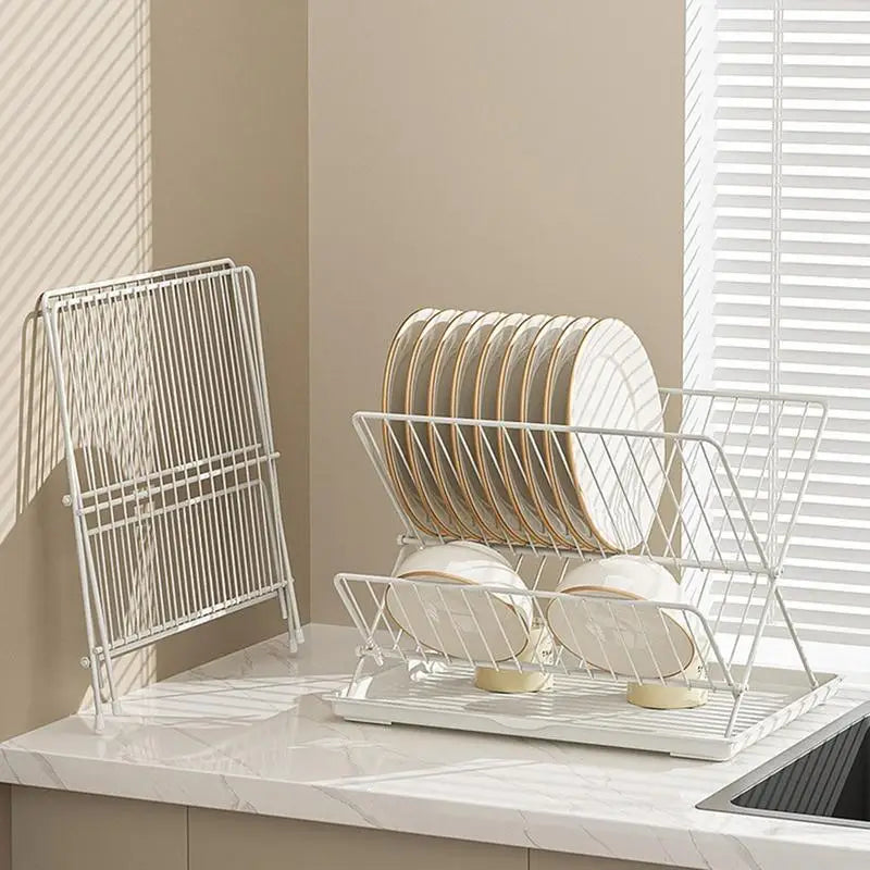 Folding Dish Drying Rack Carbon Steel/Stainless Steel Dish Drainers