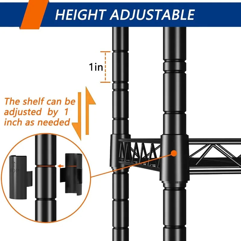 5-Wire Shelving Metal Storage Rack Adjustable Shelves