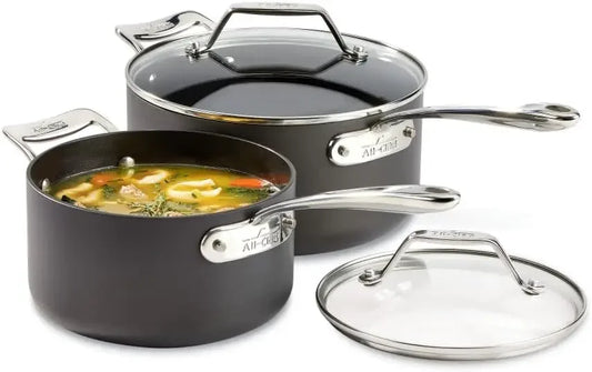 All-Clad Essentials Hard Anodized Nonstick Sauce Pan Set 4 Piece