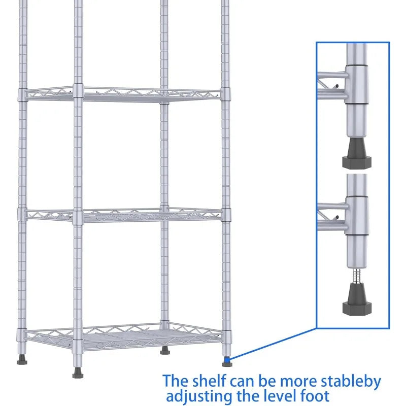 6 Wire Shelving Steel Storage Rack Adjustable