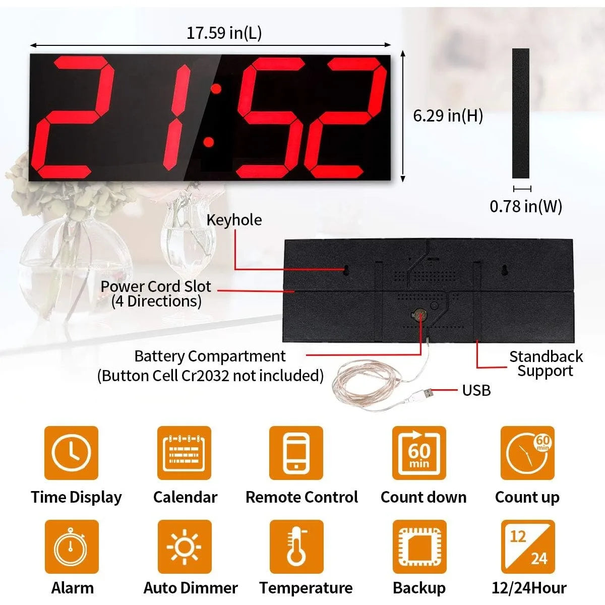 Oversized Digital Wall Clock