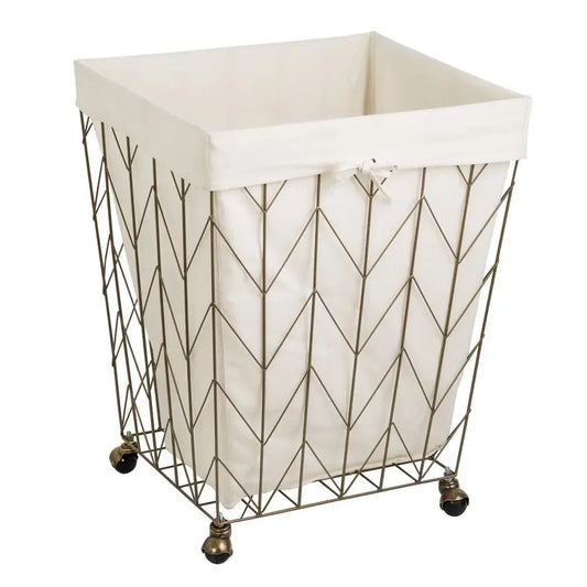 Steel Rolling Laundry Hamper with Removable Cotton Liner