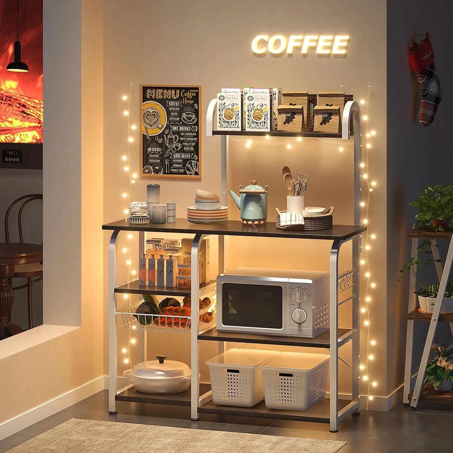 Bakers Rack with Storage Coffee Bar
